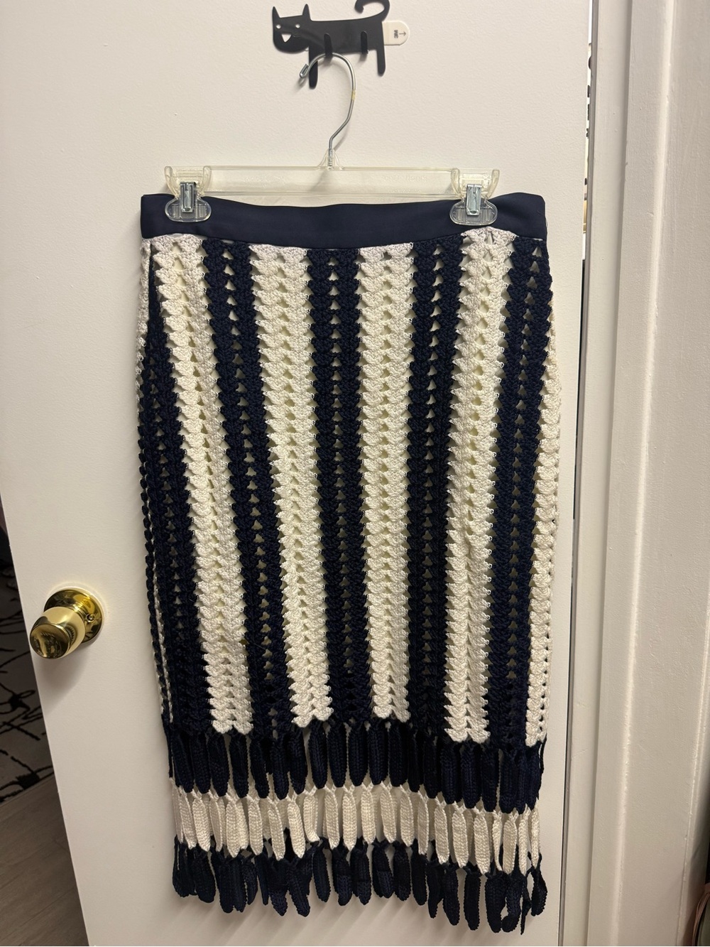 Eva Franco Navy and White Crochet Maxi Skirt (from Anthropologie)!